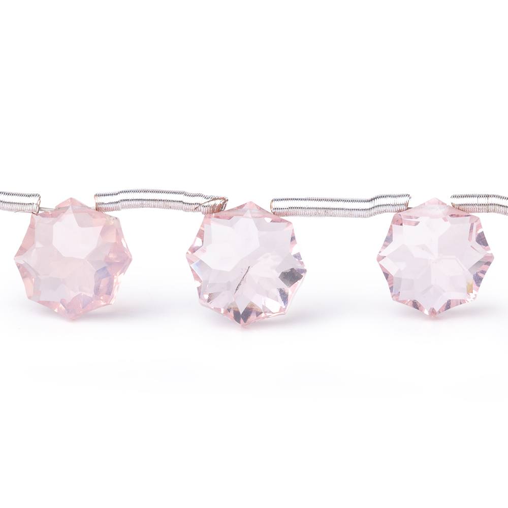 7-8mm Rose Quartz Concave Faceted Starburst Beads 8 inch 15 pieces AAA