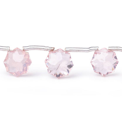 7-8mm Rose Quartz Concave Faceted Starburst Beads 8 inch 15 pieces AAA