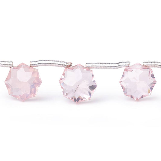 7-8mm Rose Quartz Concave Faceted Starburst Beads 8 inch 15 pieces AAA