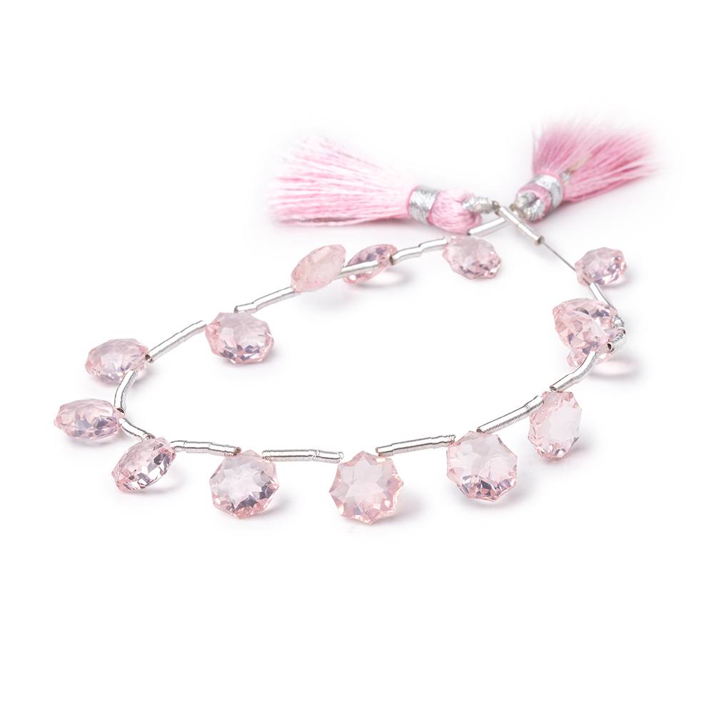 7-8mm Rose Quartz Concave Faceted Starburst Beads 8 inch 15 pieces AAA