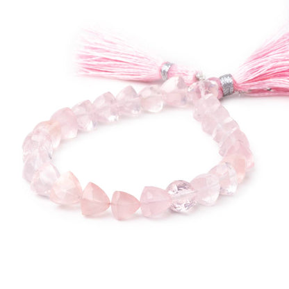 7-8mm Rose Quartz Faceted Trillion Beads 7 inch 24 pieces