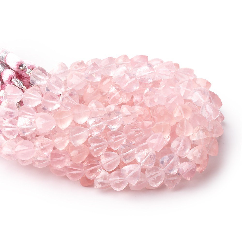 7-8mm Rose Quartz Faceted Trillion Beads 7 inch 24 pieces