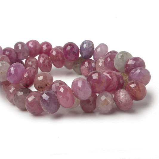 7-8mm Ruby & Fancy Sapphire faceted rondelles 8 inch 36 beads A