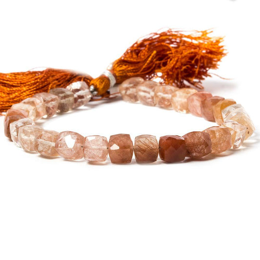 7-8mm Rutilated Quartz Faceted Cube 8 inch 28 pieces