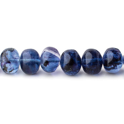 7.5-8.5mm Shaded Blue Fluorite Plain Rondelles 16 inch 60 Beads