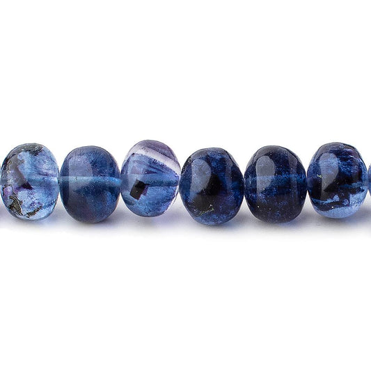 7.5-8.5mm Shaded Blue Fluorite Plain Rondelles 16 inch 60 Beads