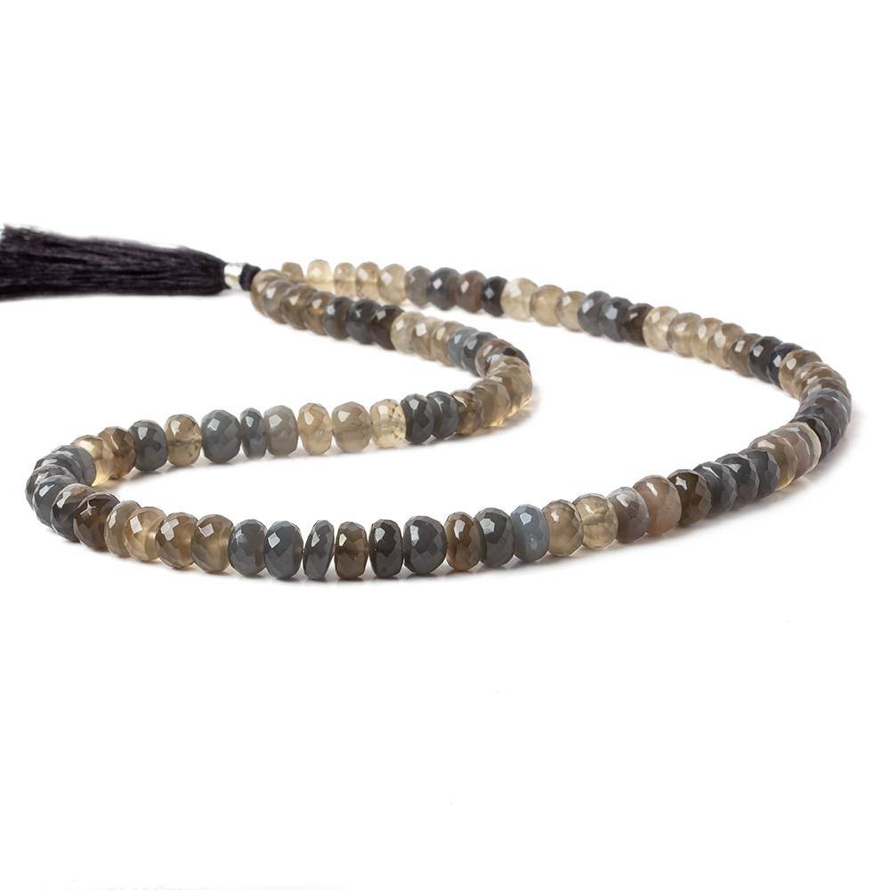 7-8mm Shaded Grey Moonstone Faceted Rondelle Beads 18 inch 92 beads