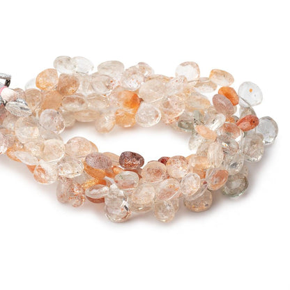 7-8mm Shaded Oregon Sunstone Faceted Heart Beads 7.5 inch 46 pieces
