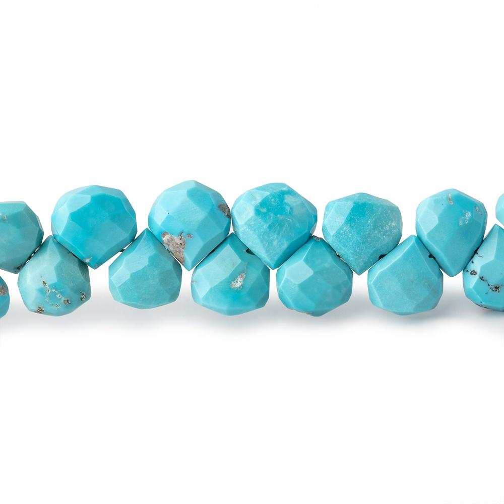 7-8mm Sleeping Beauty Turquoise faceted heart beads 8.5 inch 50 pieces