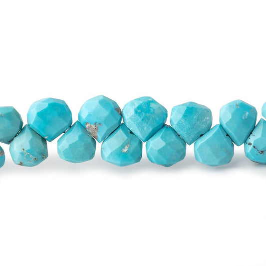 7-8mm Sleeping Beauty Turquoise faceted heart beads 8.5 inch 50 pieces