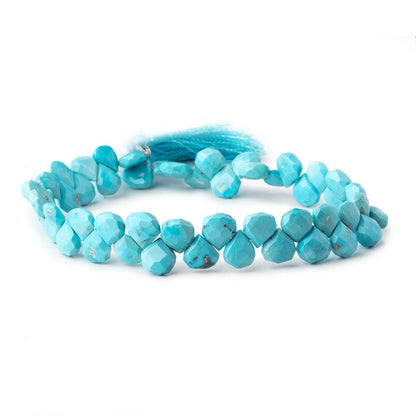 7-8mm Sleeping Beauty Turquoise faceted heart beads 8.5 inch 50 pieces