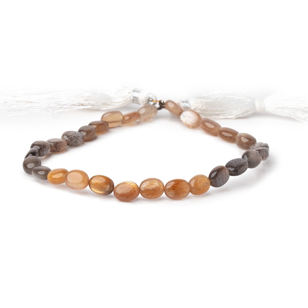 7-8mm Sunstone & Moonstone Plain Oval Beads 8.5 inch 29 pieces