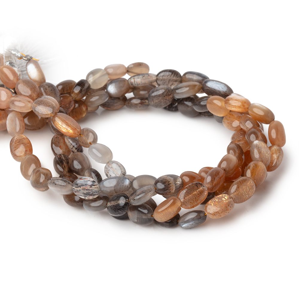 7-8mm Sunstone & Moonstone Plain Oval Beads 8.5 inch 29 pieces