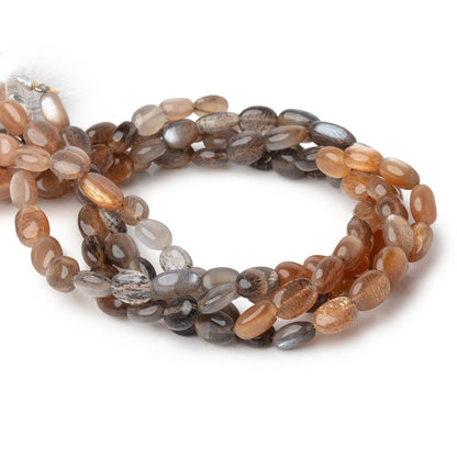 7-8mm Sunstone & Moonstone Plain Oval Beads 8.5 inch 29 pieces