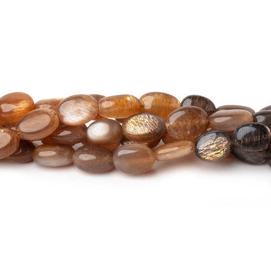 7-8mm Sunstone & Moonstone Plain Oval Beads 8.5 inch 29 pieces