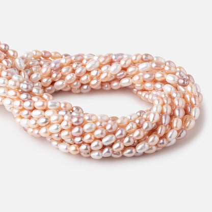 7-8mm Tri Color Straight Drilled Oval Freshwater Pearls 16 inch 55 pieces