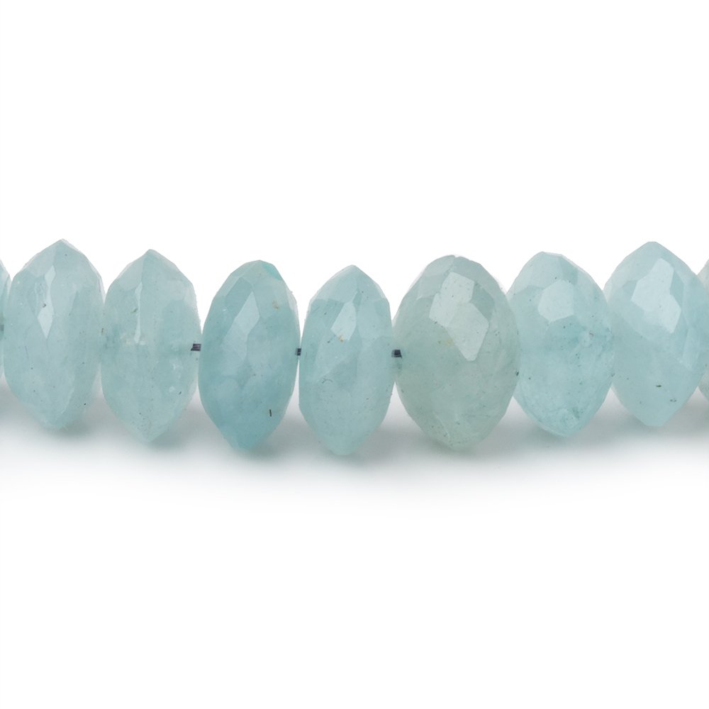 7-9.5mm Aquamarine German Faceted Rondelles 16 inch 93 Beads