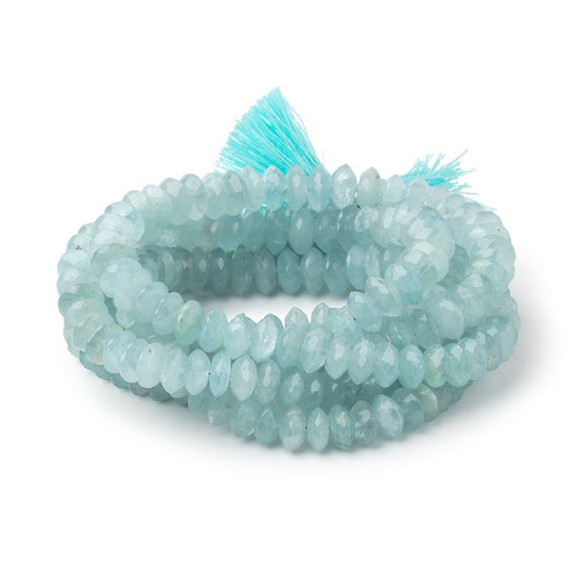 7-9.5mm Aquamarine German Faceted Rondelles 16 inch 93 Beads