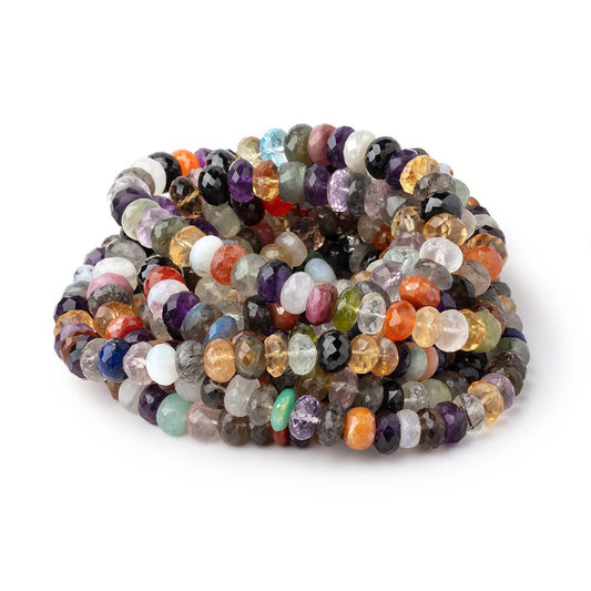 7-9.5mm Multi Gemstone Faceted Rondelle Beads 15 inch 70 pieces
