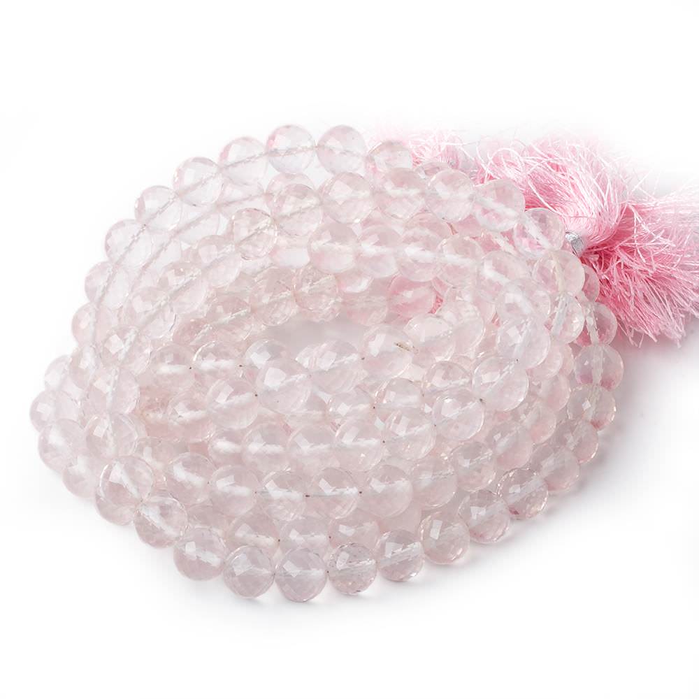 7-9.5mm Rose Quartz faceted round beads 16 inch 50 pieces AAA