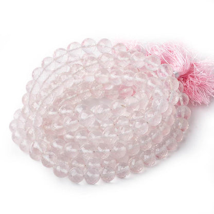7-9.5mm Rose Quartz faceted round beads 16 inch 50 pieces AAA