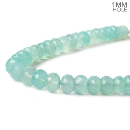 7-9mm Aqua Blue Chalcedony Faceted Rondelles 1mm hole 8 inch 37 Beads