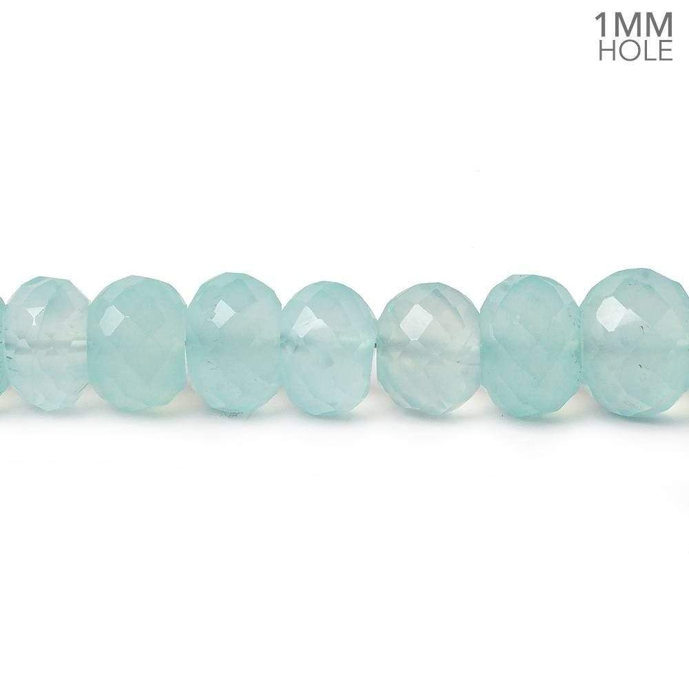 7-9mm Aqua Blue Chalcedony Faceted Rondelles 1mm hole 8 inch 37 Beads