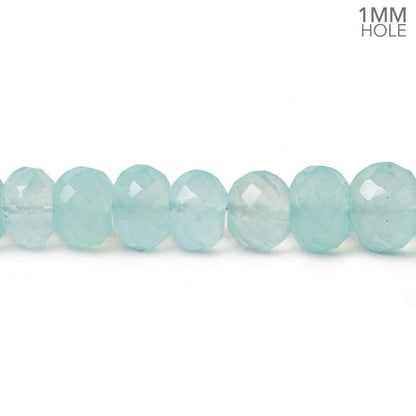 7-9mm Aqua Blue Chalcedony Faceted Rondelles 1mm hole 8 inch 37 Beads