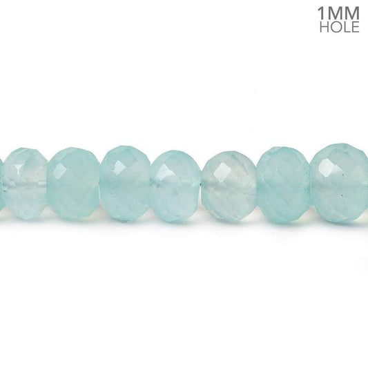 7-9mm Aqua Blue Chalcedony Faceted Rondelles 1mm hole 8 inch 37 Beads