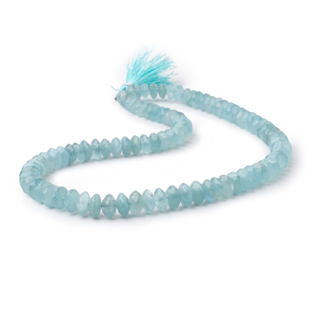 7-9mm Aquamarine German Faceted Rondelles 16 inch 83 Beads
