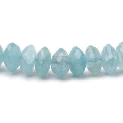7-9mm Aquamarine German Faceted Rondelles 16 inch 83 Beads