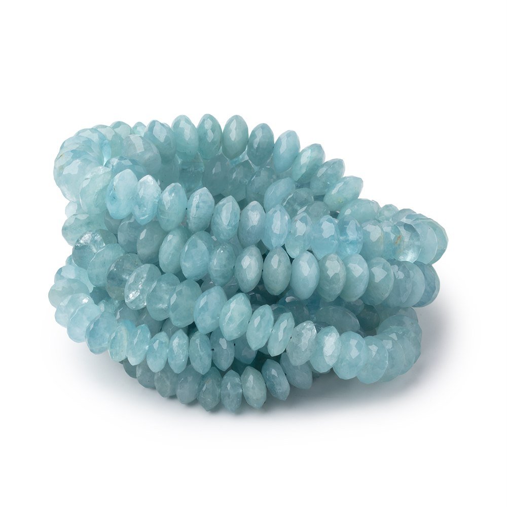 7-9mm Aquamarine German Faceted Rondelles 16 inch 83 Beads