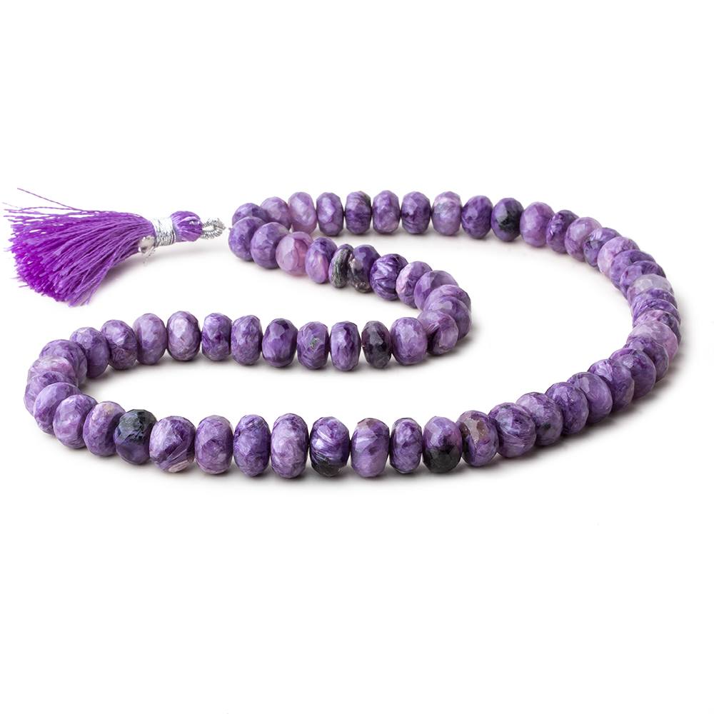 7-9mm Charoite Faceted Rondelle Beads 16 inch 68 pieces A