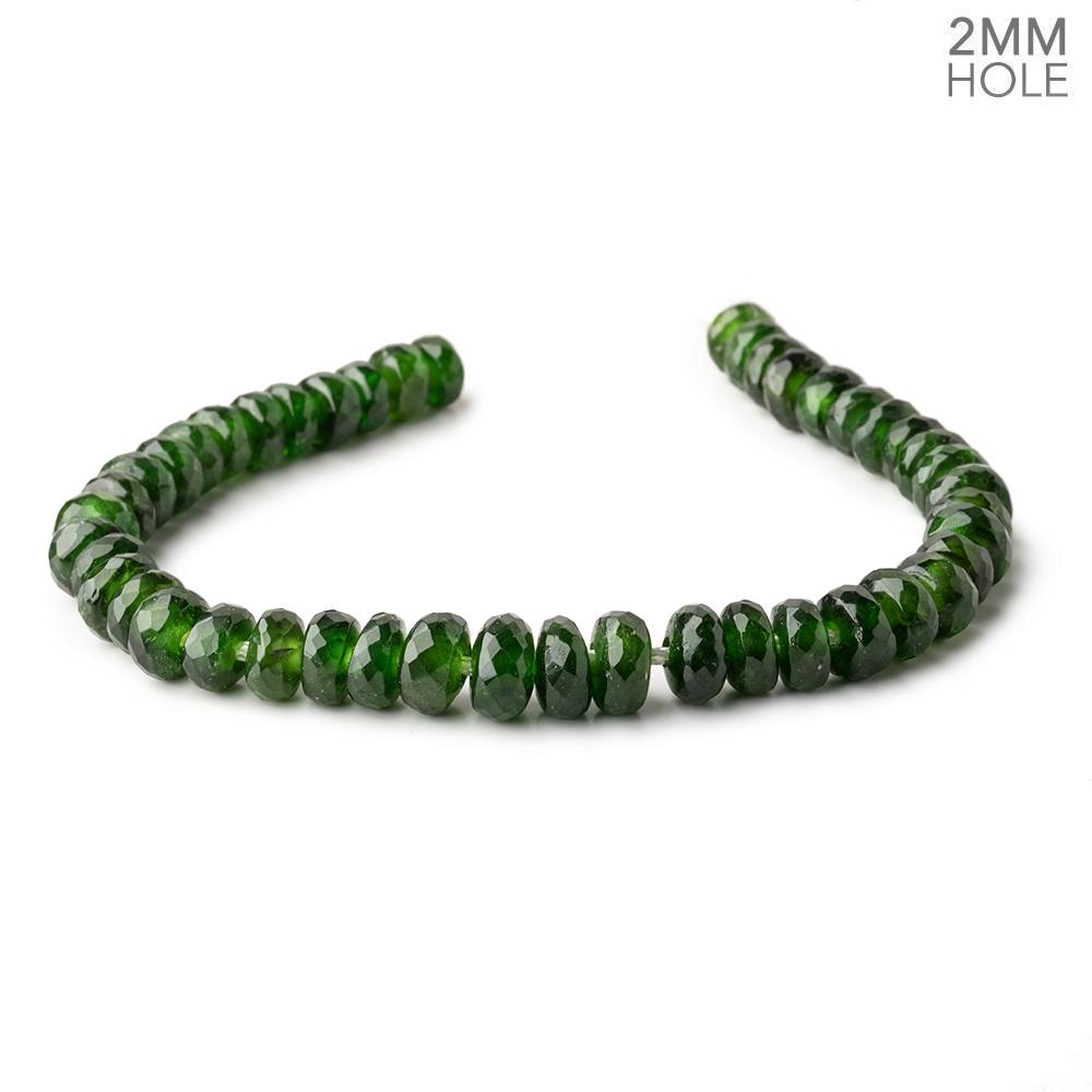7-9mm Chrome Diopside 2mm Large Hole Faceted Rondelles 8 inch 45 Beads AAA