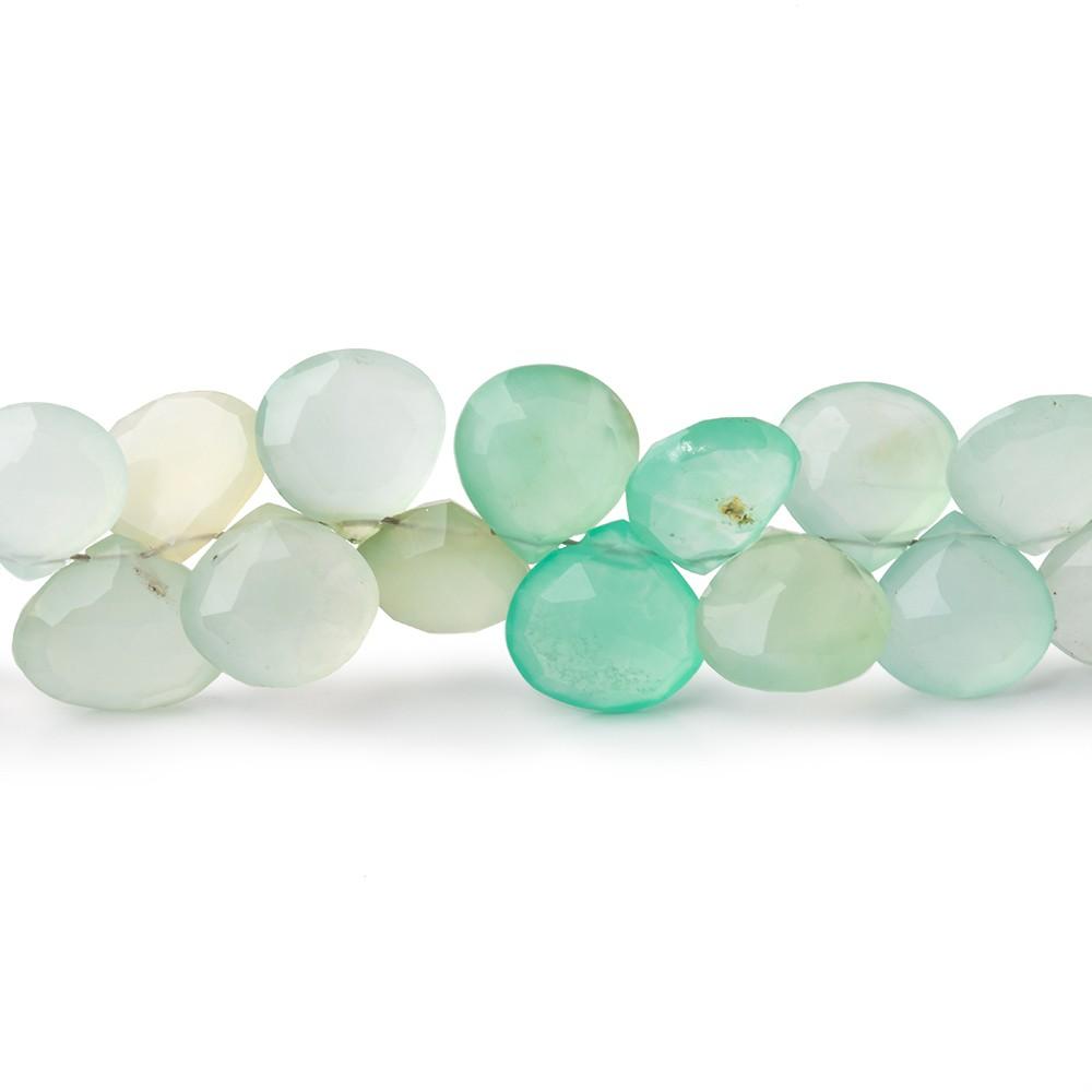 7-9mm Chrysoprase Shaded Faceted Heart Beads 8 inch 52 pieces