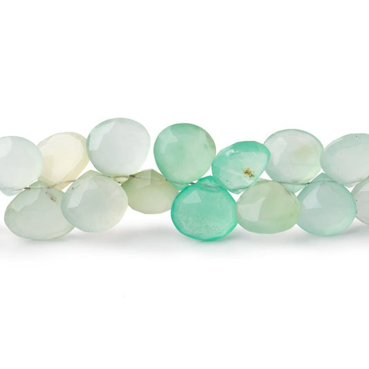 7-9mm Chrysoprase Shaded Faceted Heart Beads 8 inch 52 pieces