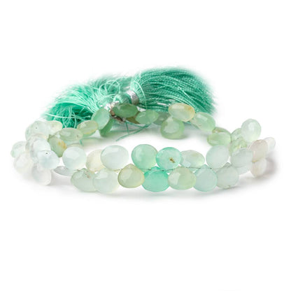 7-9mm Chrysoprase Shaded Faceted Heart Beads 8 inch 52 pieces