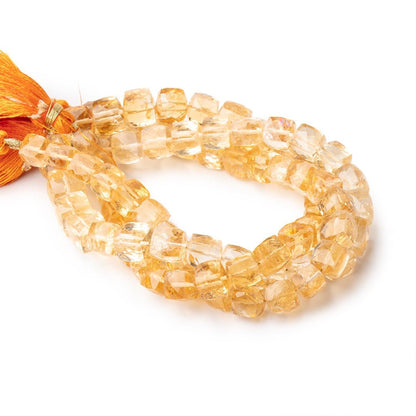 7-9mm Citrine Faceted Cube Beads 7 inch 21 pieces