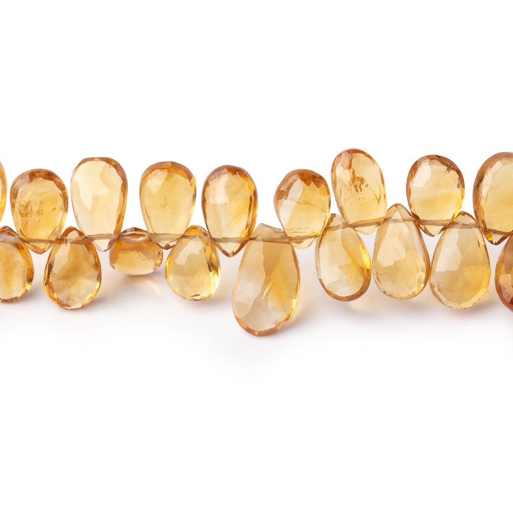 7-9mm Citrine Faceted Pear Beads 8 inch 63 pieces