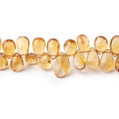 7-9mm Citrine Faceted Pear Beads 8 inch 63 pieces