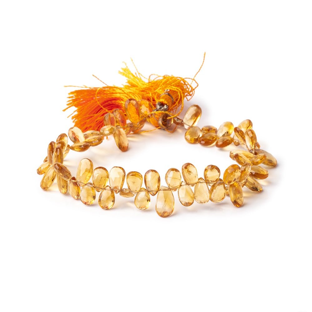 7-9mm Citrine Faceted Pear Beads 8 inch 63 pieces