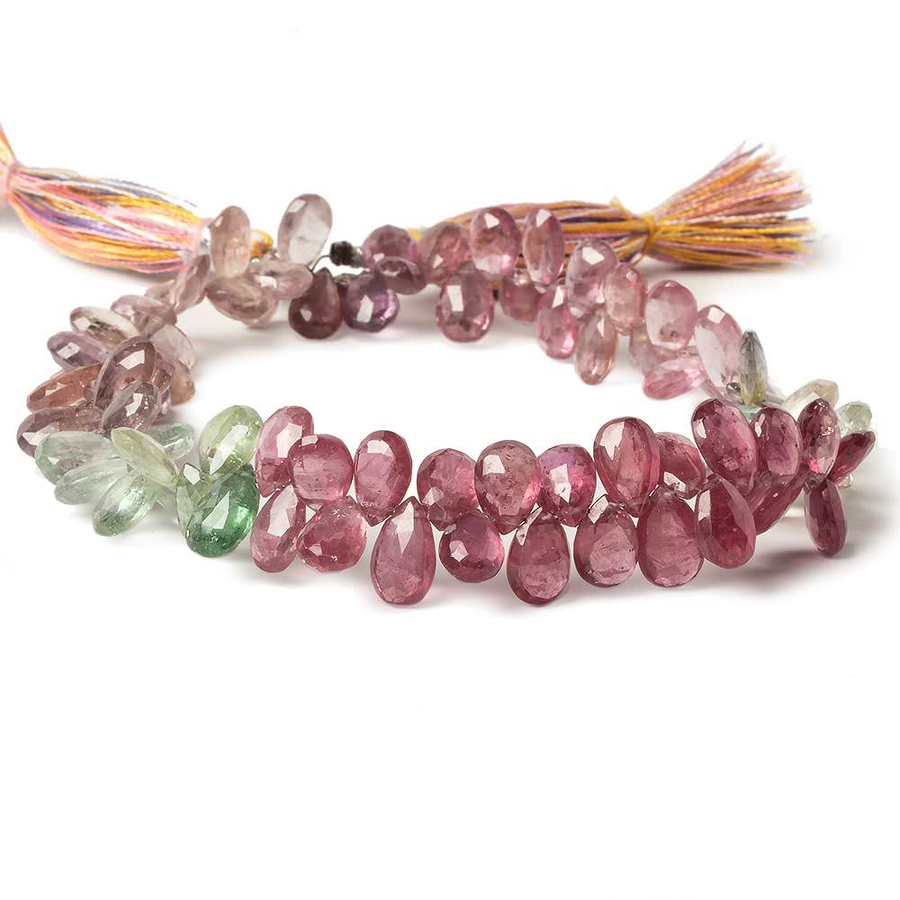 7-9mm Fancy Sapphire and Ruby Beads Pear Briolette 9 inch 83 pieces