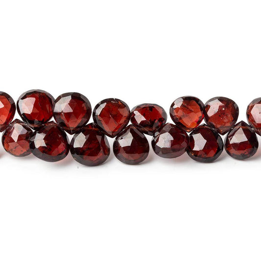 7-9mm Garnet Faceted Heart Beads 9 inch 57 pieces