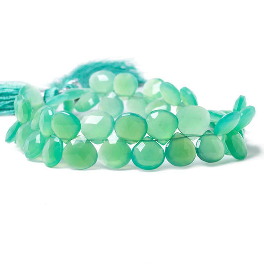 7mm Green Chalcedony Faceted Heart Beads 8 inch 50 pieces