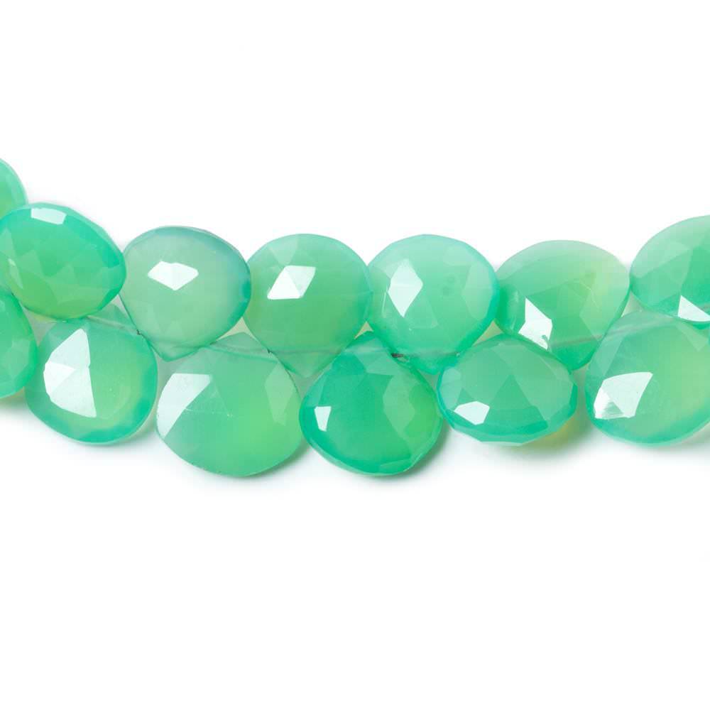 7mm Green Chalcedony Faceted Heart Beads 8 inch 50 pieces