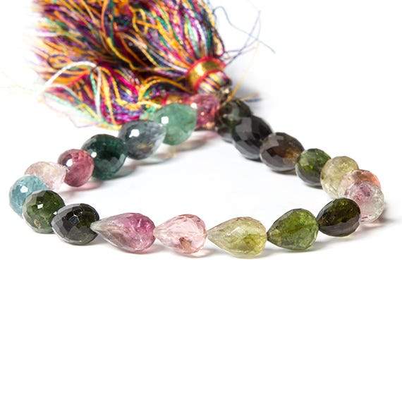 7-9mm Multi Color Tourmaline Straight Drill Tear Drop 22 pcs