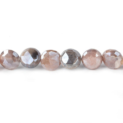 7-9mm Mystic Multi color Moonstone faceted coins 14 inch 36 beads