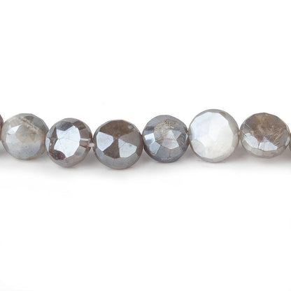 7-9mm Mystic Platinum Moonstone faceted coins 14 inch 42 beads