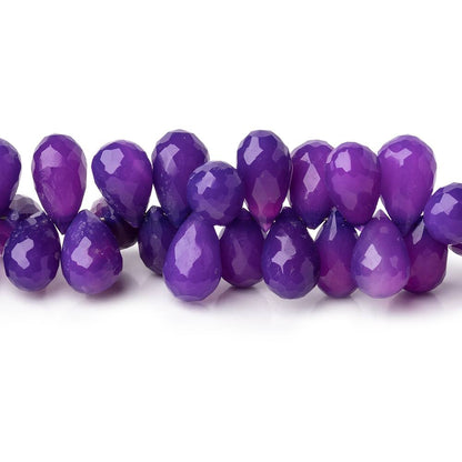 7-9mm Ombré Purple Chalcedony Faceted Tear Drop Beads 8 inch 82 pieces