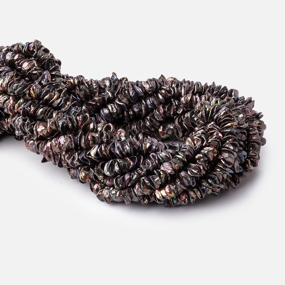 7-9mm Peacock Keshi Center Drilled Freshwater Pearls 15.5 inch 187 beads